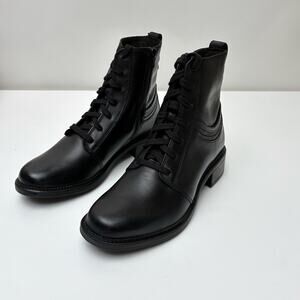 NIB Black Leather Zip Lace-Up Ankle Boot - Cosplay - Goth - Women's Size 9
